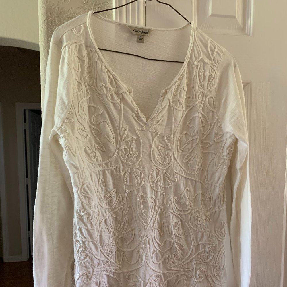 Lucky Brand cream long sleeve top M